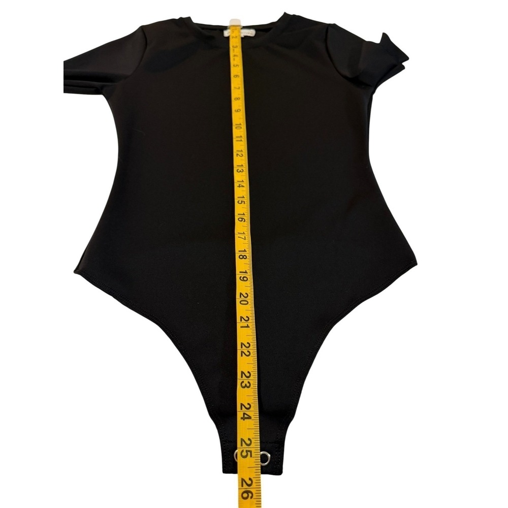 Good American Compression Crew Neck Bodysuit Black 1 Thong Short Sleeve GB0365 - Picture 11 of 13
